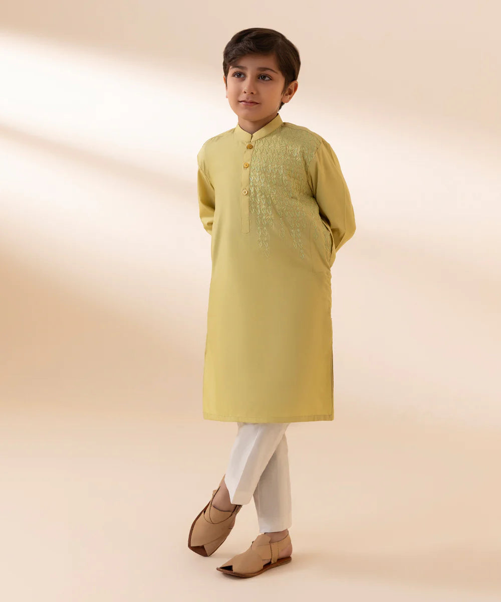 Boys-Summer-Kurta-EMB-Yellow