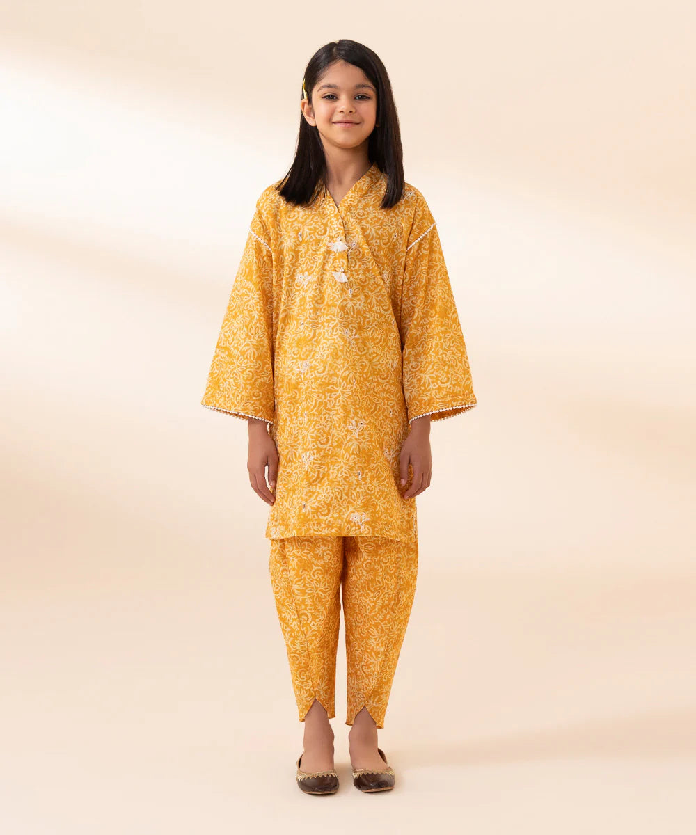 Printed-lawn-Darkgoldenrod-2pc-Girl-Summer-Collection