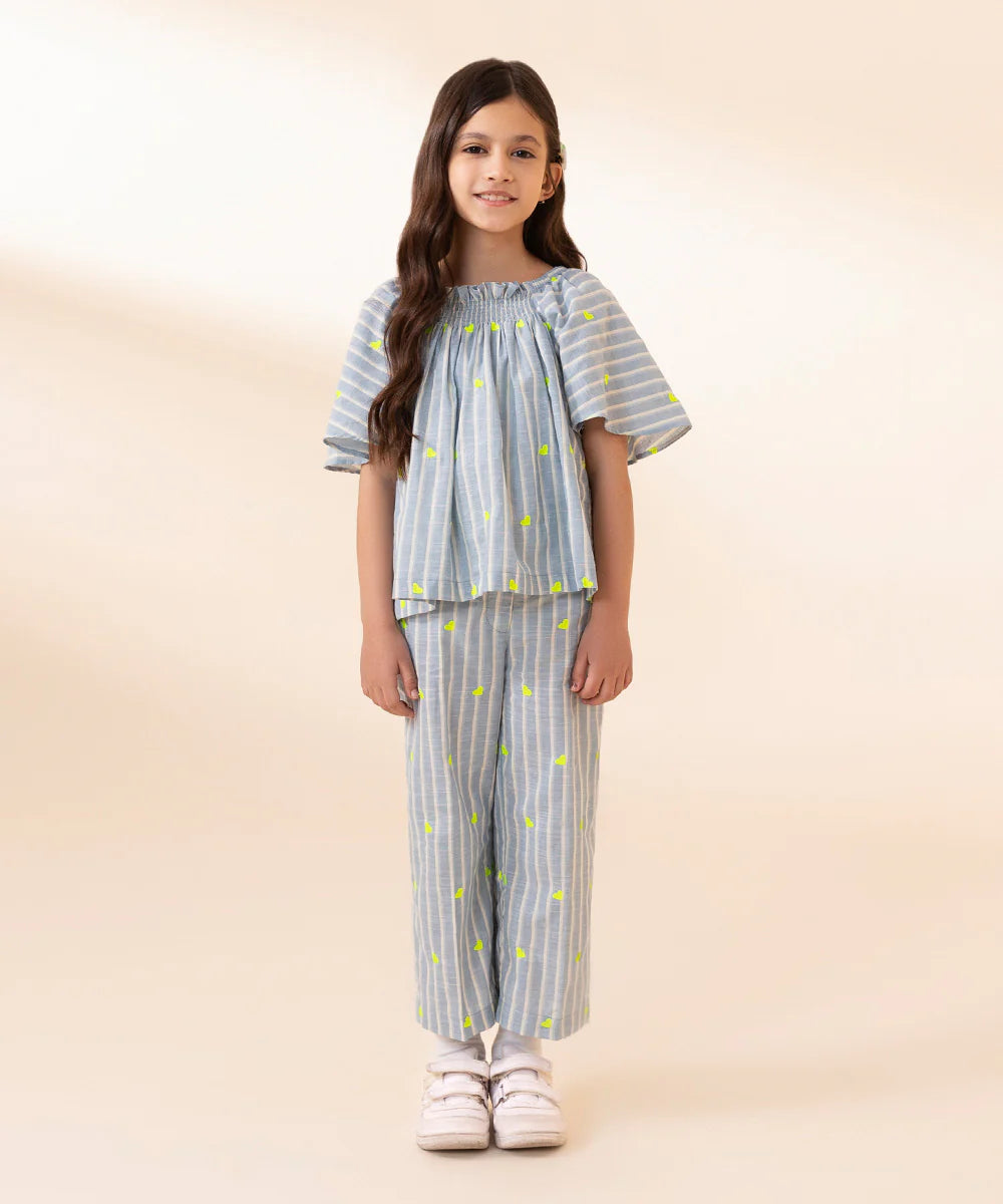 Girls-Summer-2 PC SUITS - EMB