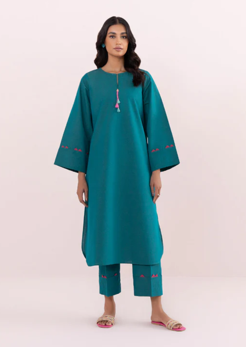 Sapphire All Season Ladies 2 Piece Stitched Green Straight Kurta with Trousers